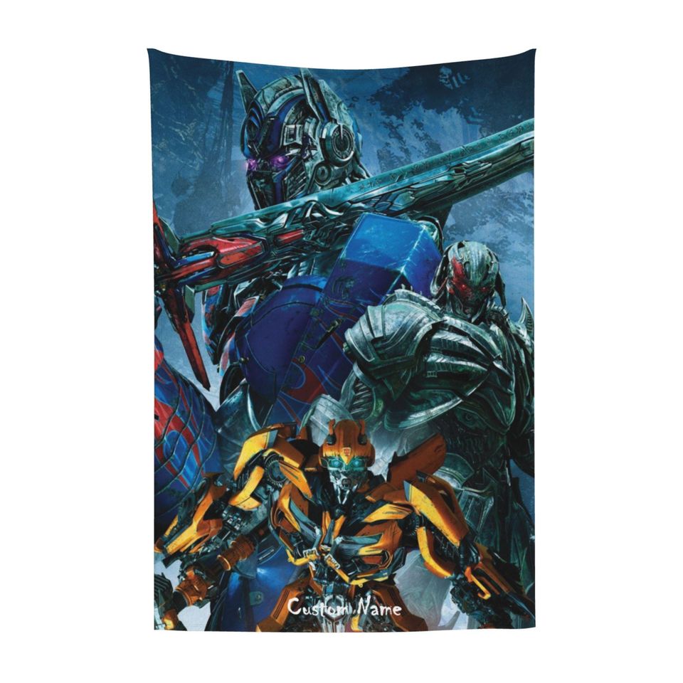 Personalized Transformers Fleece Blanket with Name | Custom Cartoon Themed Flannel Blanket for Kids