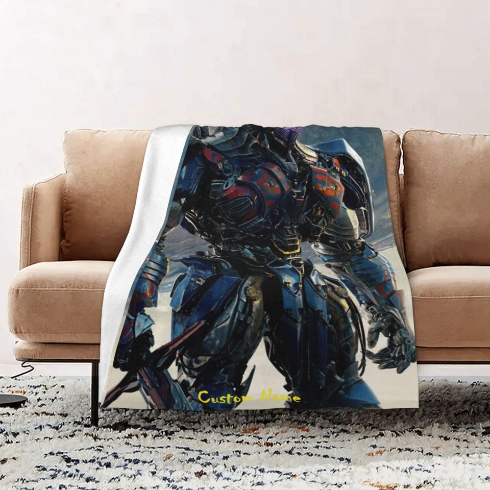 Personalized Transformers Fleece Blanket with Name for Kids, Custom Birthday Gift