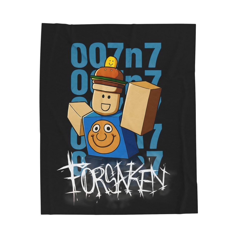 007n7 Inspired Fleecy Plush Blanket – Roblox Game, Gift for Gamers, Room Decor for Winter