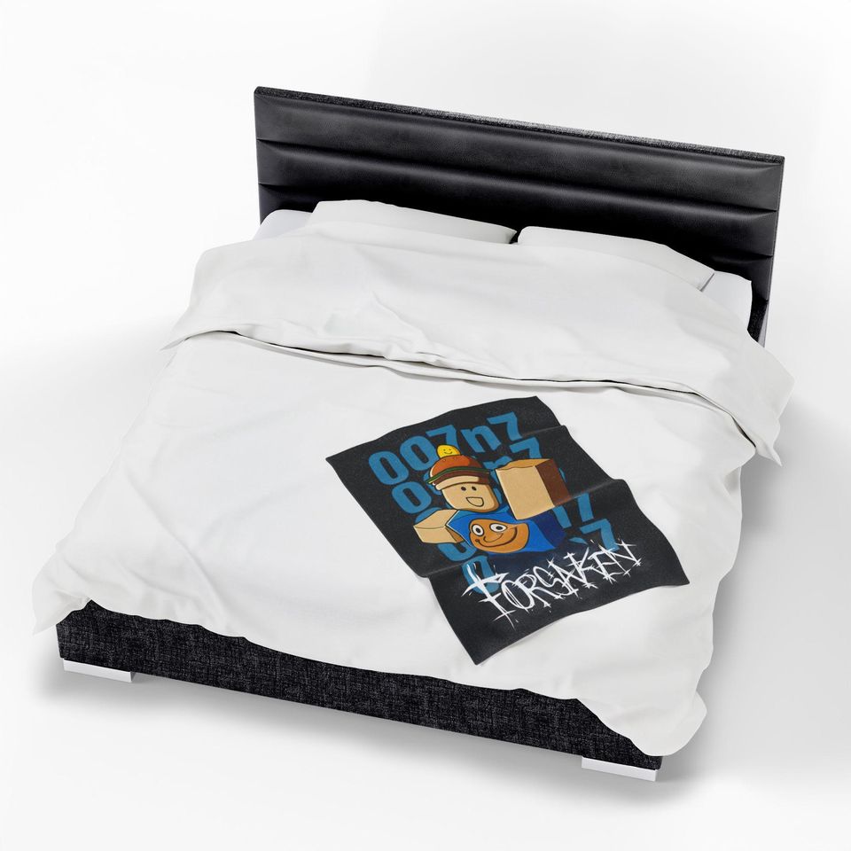 007n7 Inspired Fleecy Plush Blanket – Roblox Game, Gift for Gamers, Room Decor for Winter
