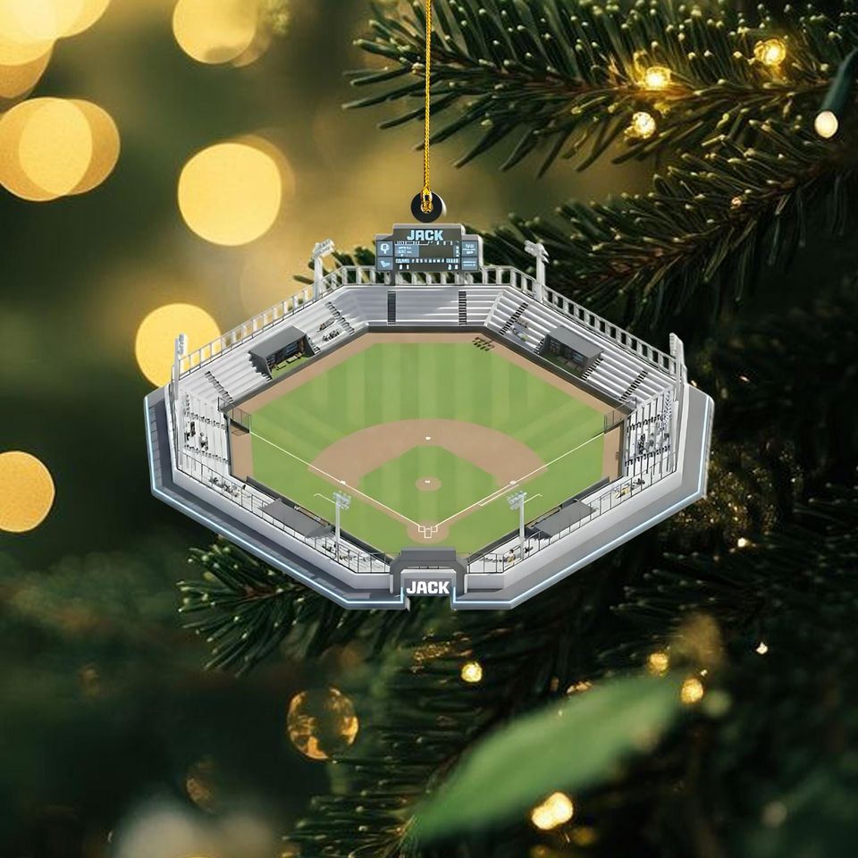 Custom Baseball Stadium Ornament, Personalized Sports Field Acrylic Keepsake, Baseball Fan Gift, Unique Christmas Tree Decoration