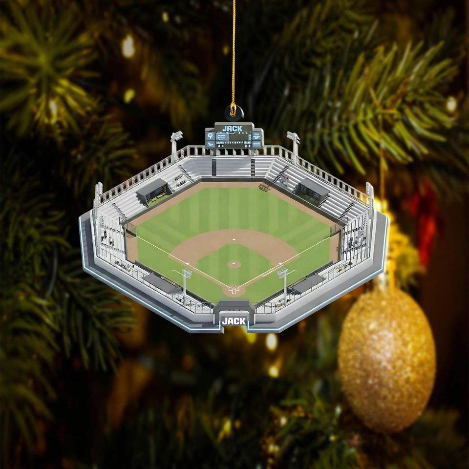 Custom Baseball Stadium Ornament, Personalized Sports Field Acrylic Keepsake, Baseball Fan Gift, Unique Christmas Tree Decoration