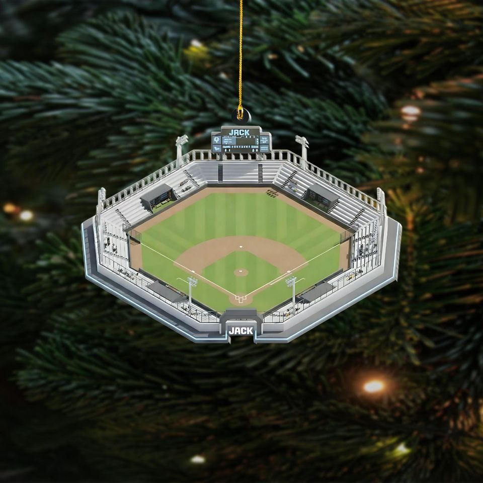 Custom Baseball Stadium Ornament, Personalized Sports Field Acrylic Keepsake, Baseball Fan Gift, Unique Christmas Tree Decoration