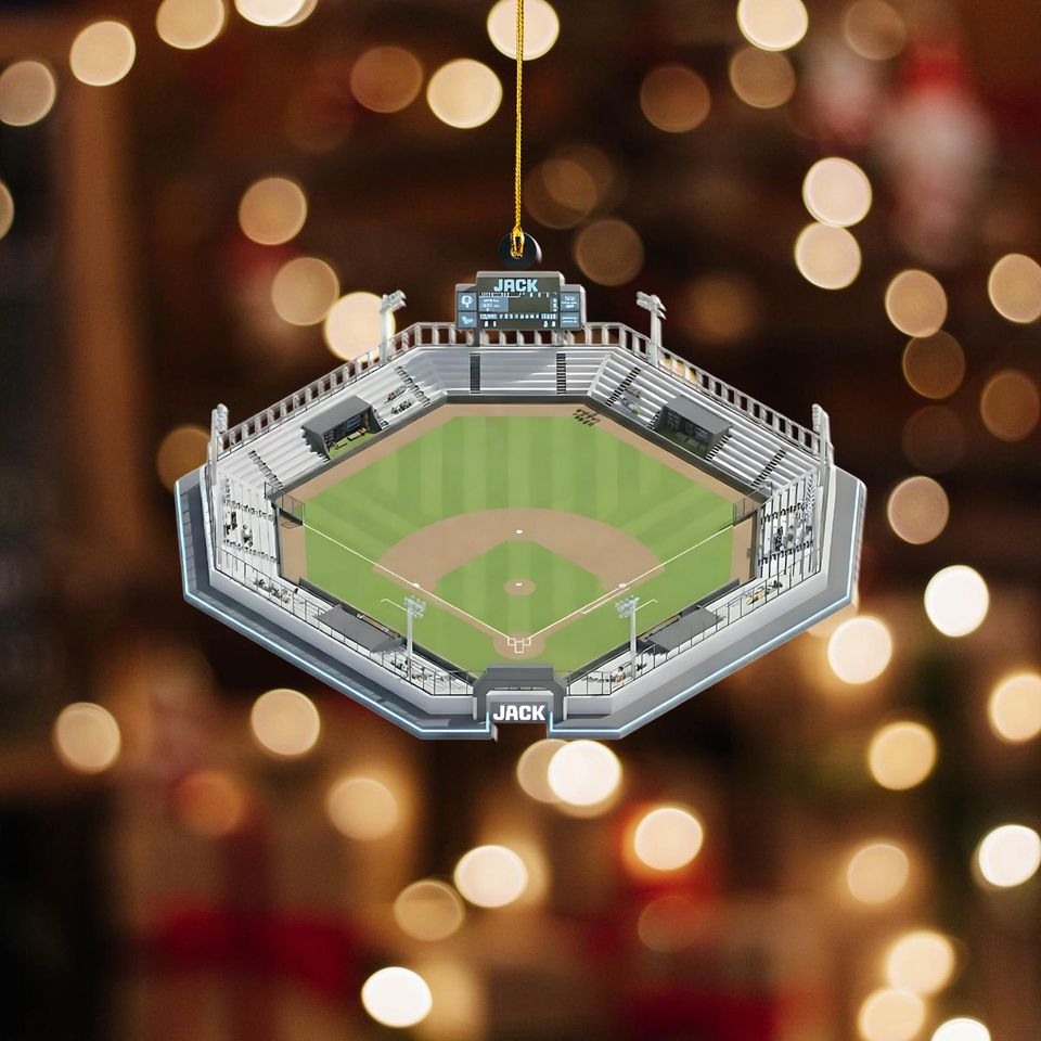 Custom Baseball Stadium Ornament, Personalized Sports Field Acrylic Keepsake, Baseball Fan Gift, Unique Christmas Tree Decoration