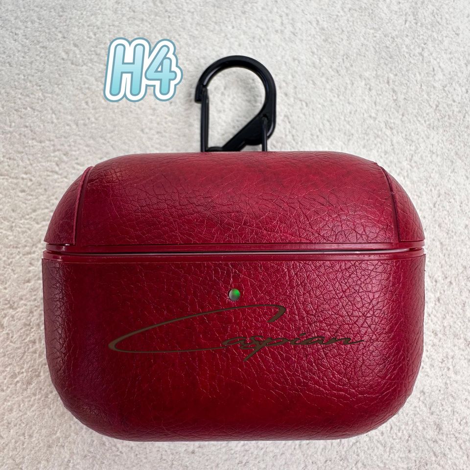Personalized Leather AirPods Case with Hook: Engraved Monogram