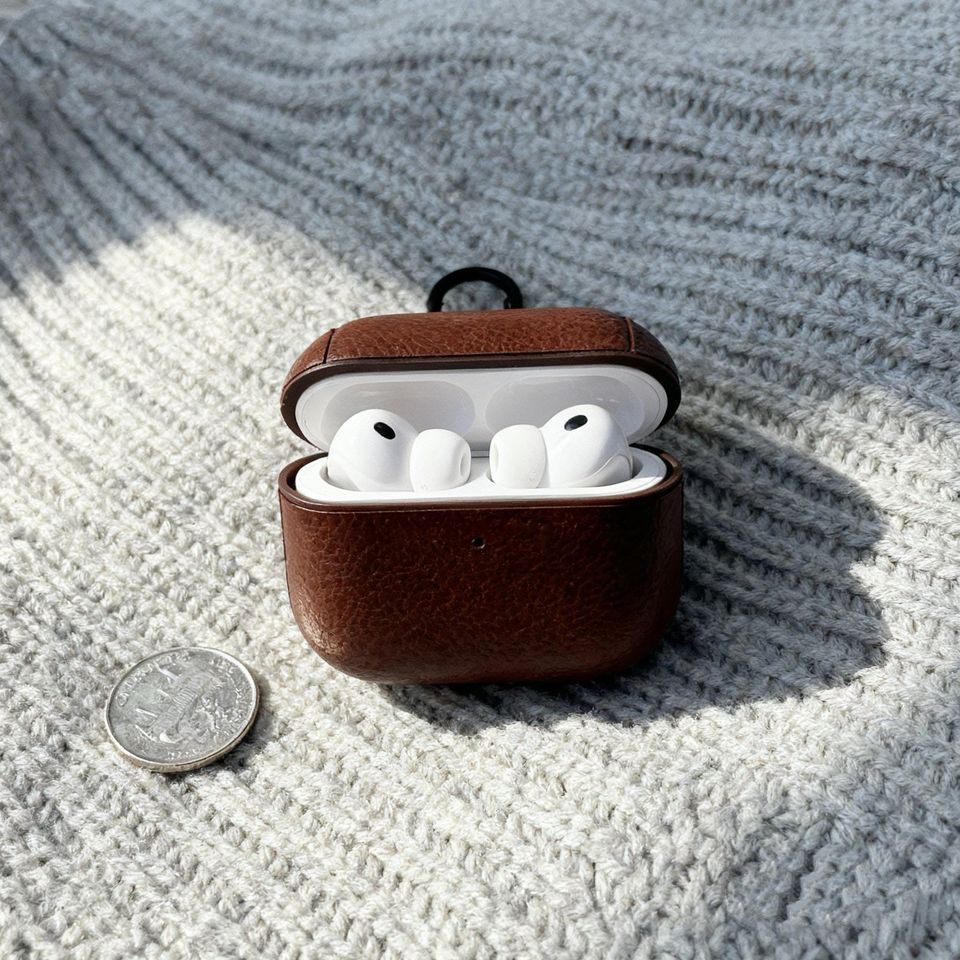 Personalized Leather AirPods Case with Hook: Engraved Monogram