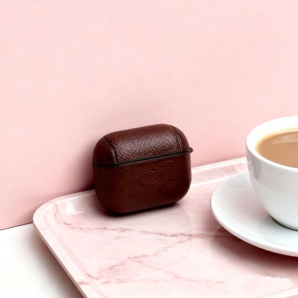 Personalized Leather AirPods Case with Hook: Engraved Monogram