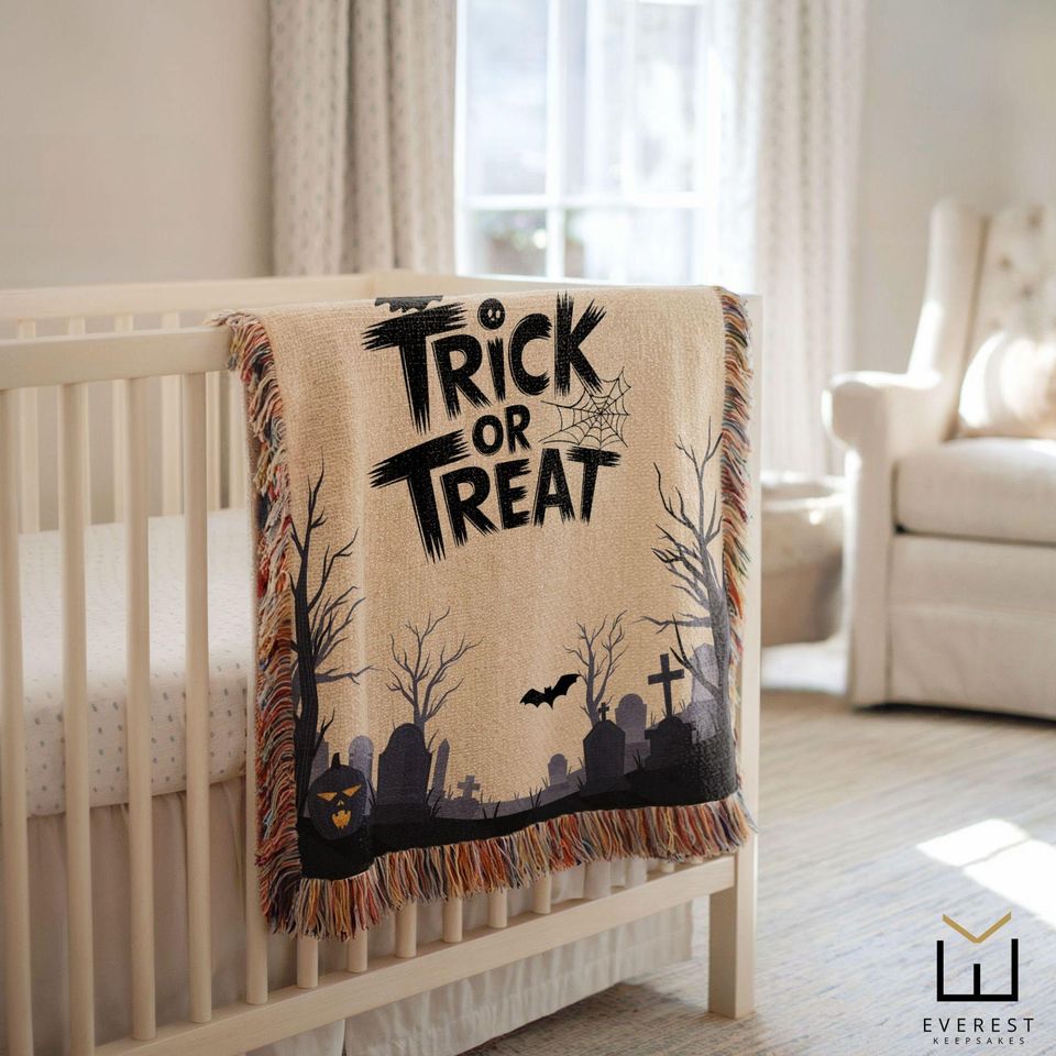 Halloween Woven Blanket: Spooky Graveyard Trick or Treat Throw