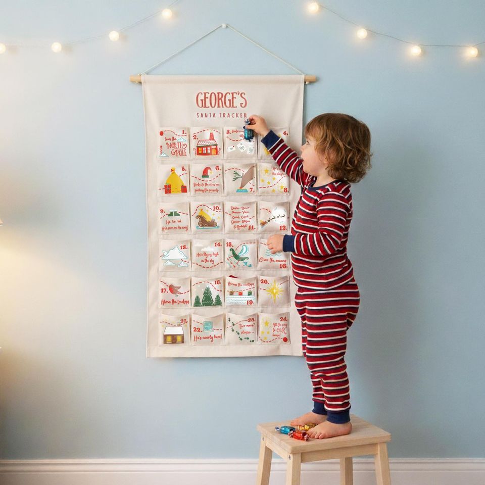Personalised Fabric Advent Calendar: Santa Tracker, Handmade Christmas Keepsake