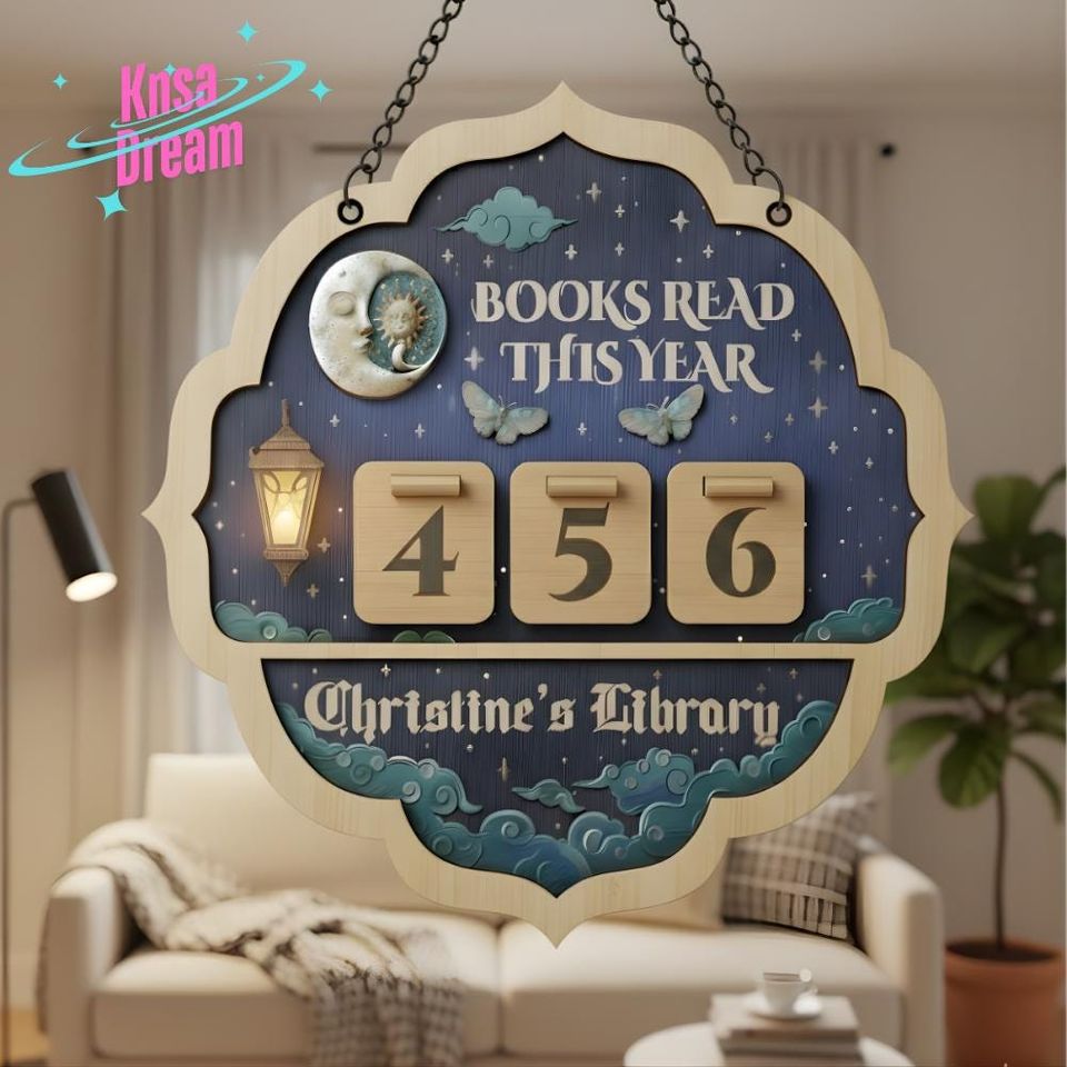 Custom Reading Milestone Board, Yearly Book Count Display, Rustic Library, Unique Gift for Reader, Personalized Book Nook Sign