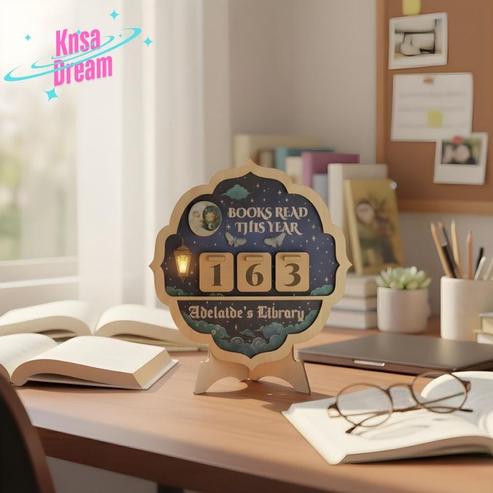 Custom Reading Milestone Board, Yearly Book Count Display, Rustic Library, Unique Gift for Reader, Personalized Book Nook Sign