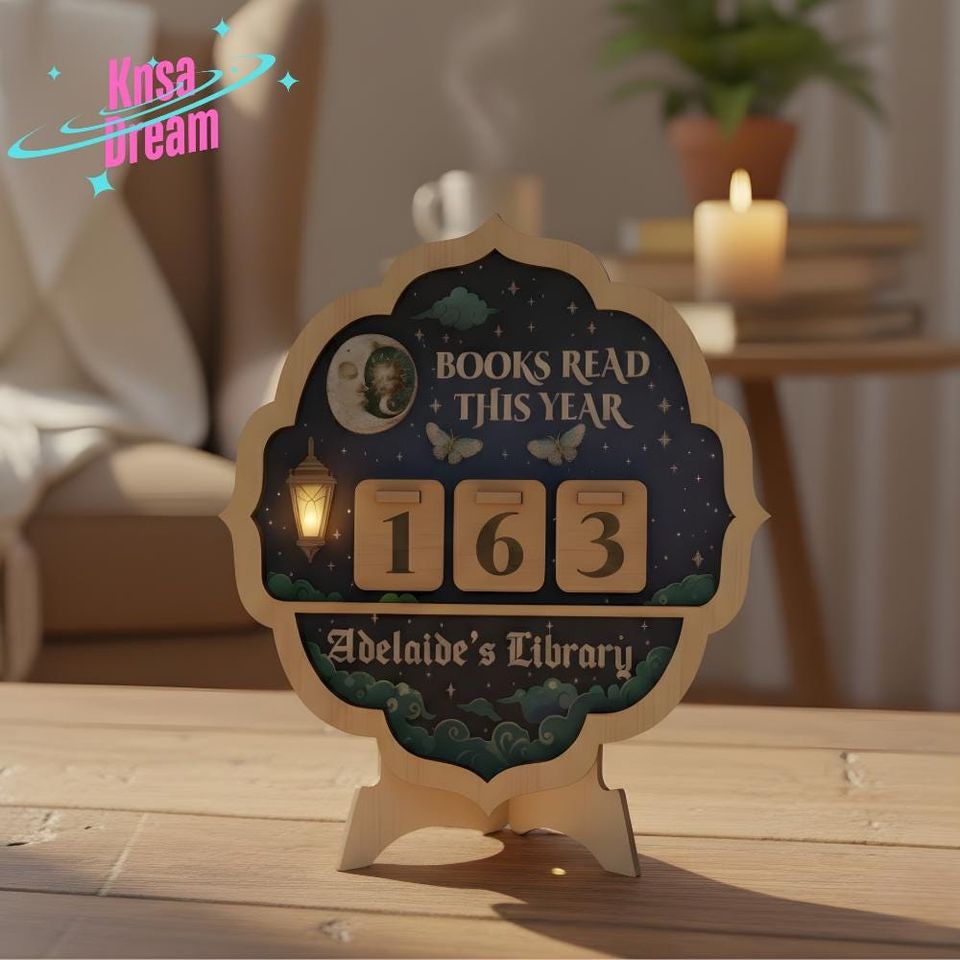 Custom Reading Milestone Board, Yearly Book Count Display, Rustic Library, Unique Gift for Reader, Personalized Book Nook Sign