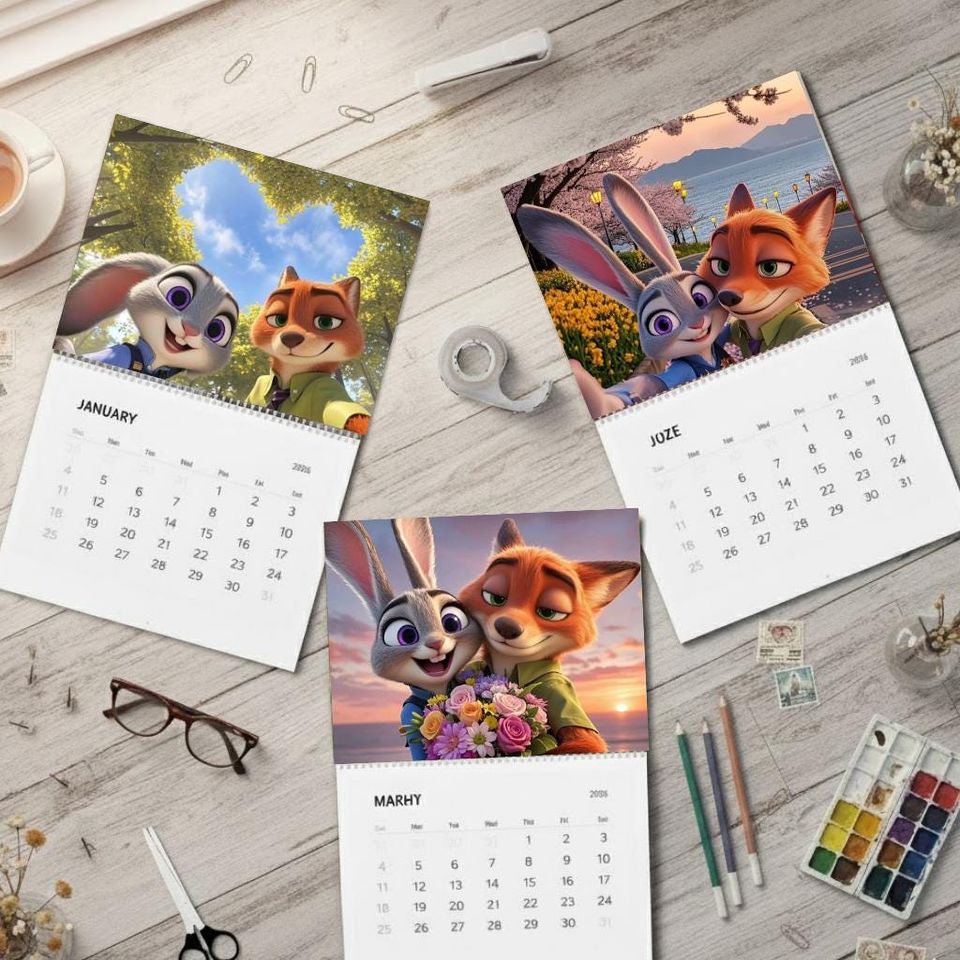 Zootopia 2026 Wall Calendar, Judy & Nick Calendar, Gift Idea