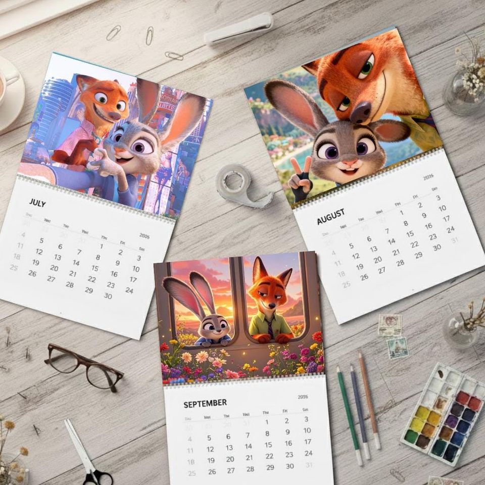 Zootopia 2026 Wall Calendar, Judy & Nick Calendar, Gift Idea