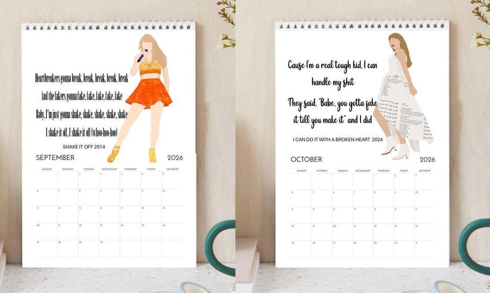 Taylors Lyrics 2026 Calendar | taylors version Music Art Gift