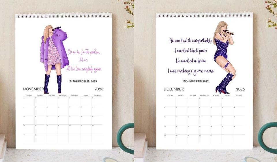Taylors Lyrics 2026 Calendar | taylors version Music Art Gift