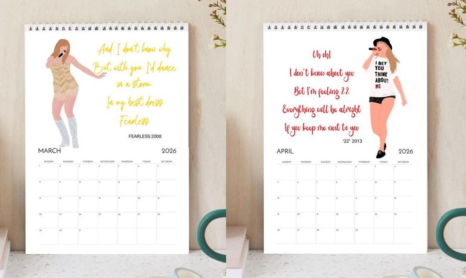 Taylors Lyrics 2026 Calendar | taylors version Music Art Gift