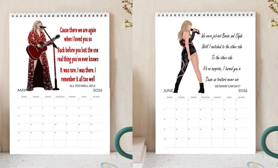 Taylors Lyrics 2026 Calendar | taylors version Music Art Gift