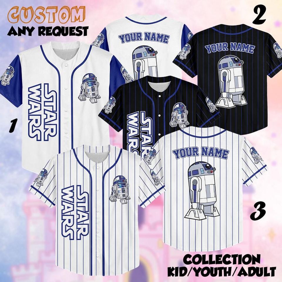 Personalized Star Wars R2- D2 Robot Baseball Jersey, Custom R2- D2 Jersey Shirt