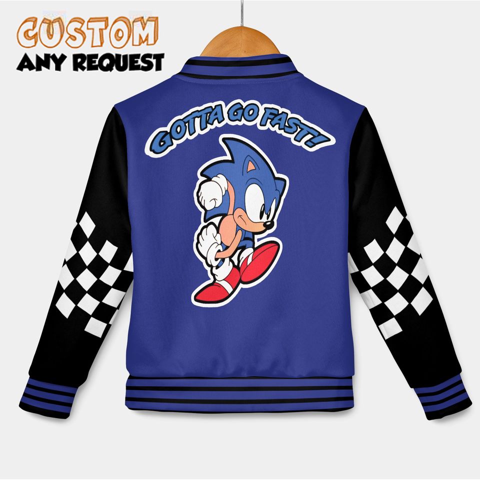 Personalized Sonic the Hedgehog Varsity Jacket, Custom Sonic Baseball Jacket