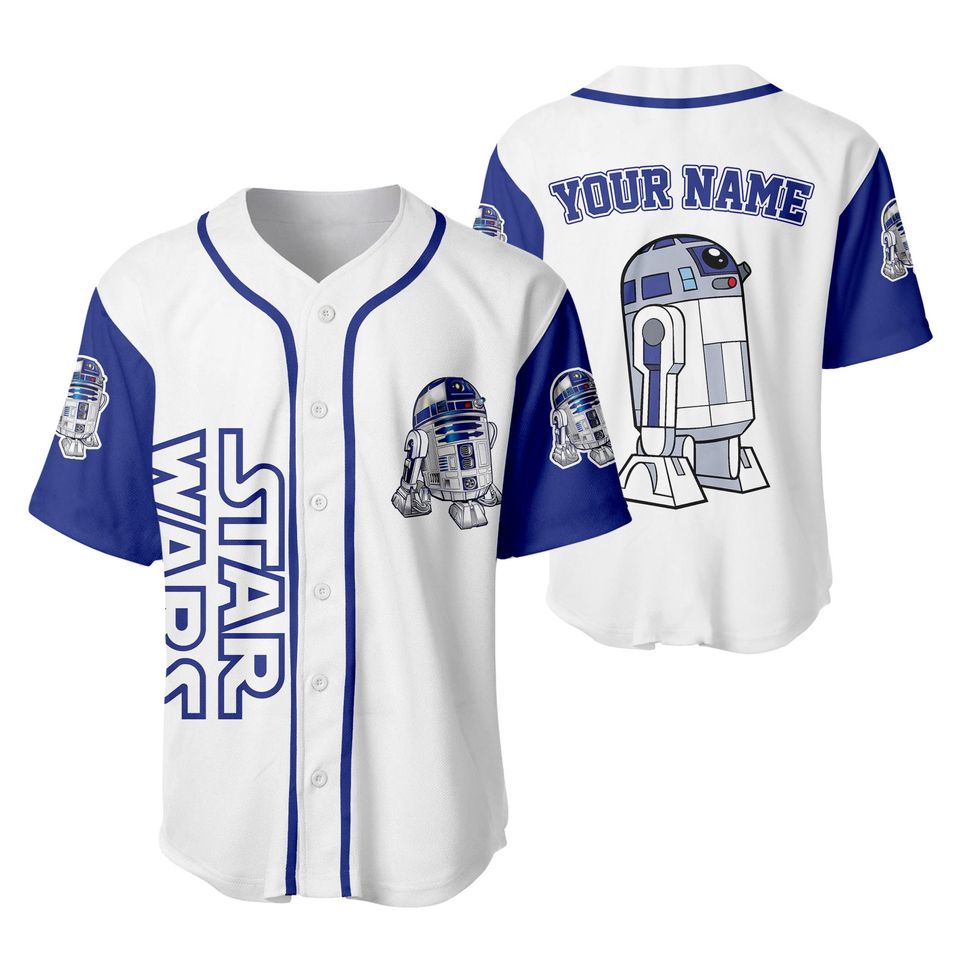 Personalized Star Wars R2- D2 Robot Baseball Jersey, Custom R2- D2 Jersey Shirt