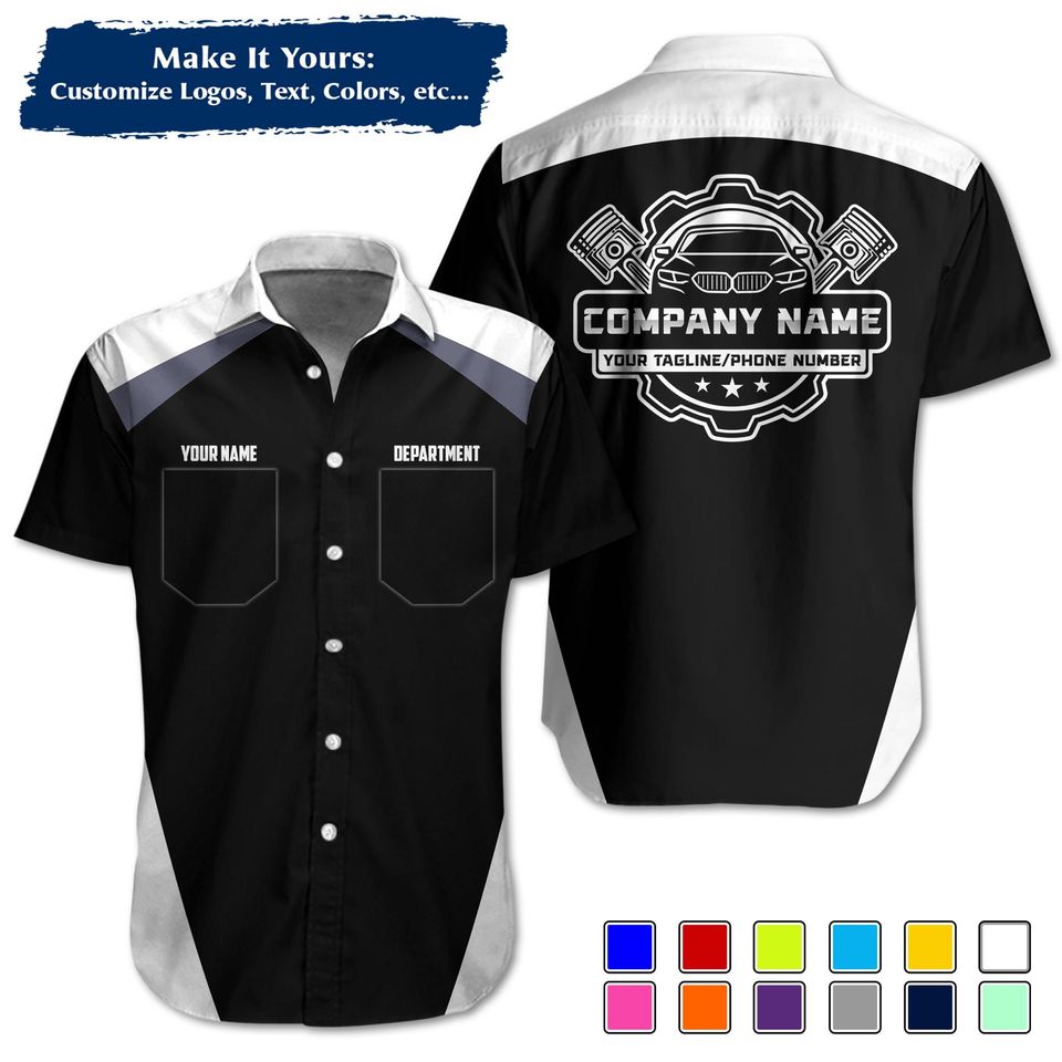 Custom Mechanic Uniform Personalized Pit Crew Button-Up Uniform