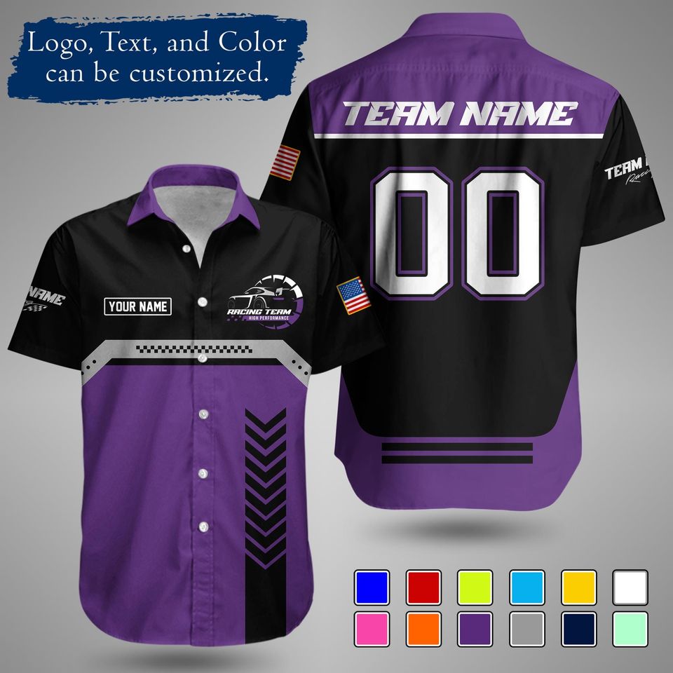 Custom Racing Shirt  Personalized Motorsport Team Apparel with Logo and Text