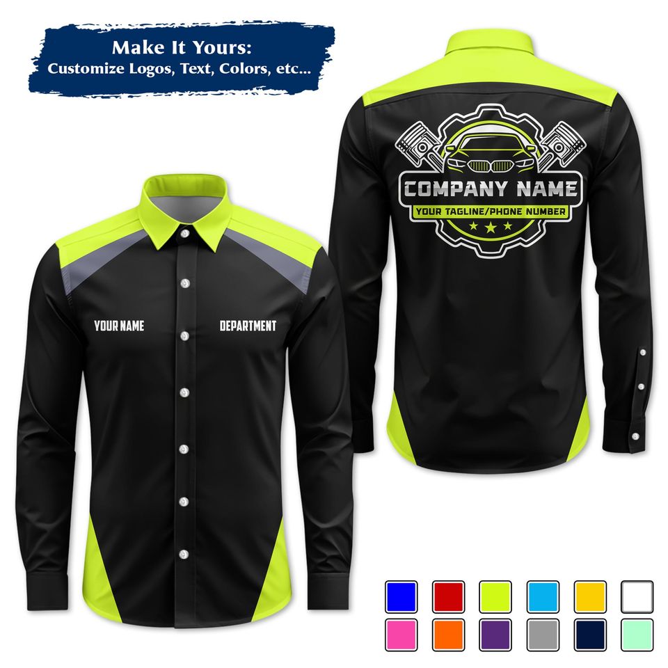 Custom Mechanic Uniform Personalized Pit Crew Button-Up Uniform