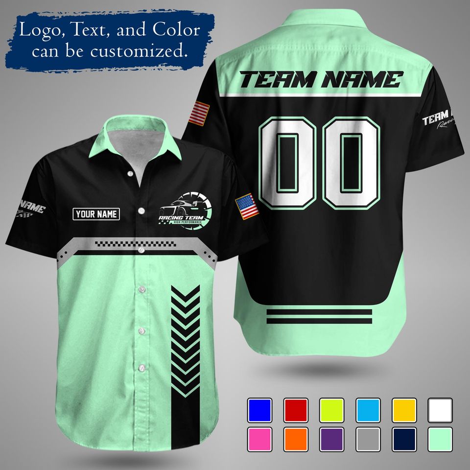Custom Racing Shirt  Personalized Motorsport Team Apparel with Logo and Text