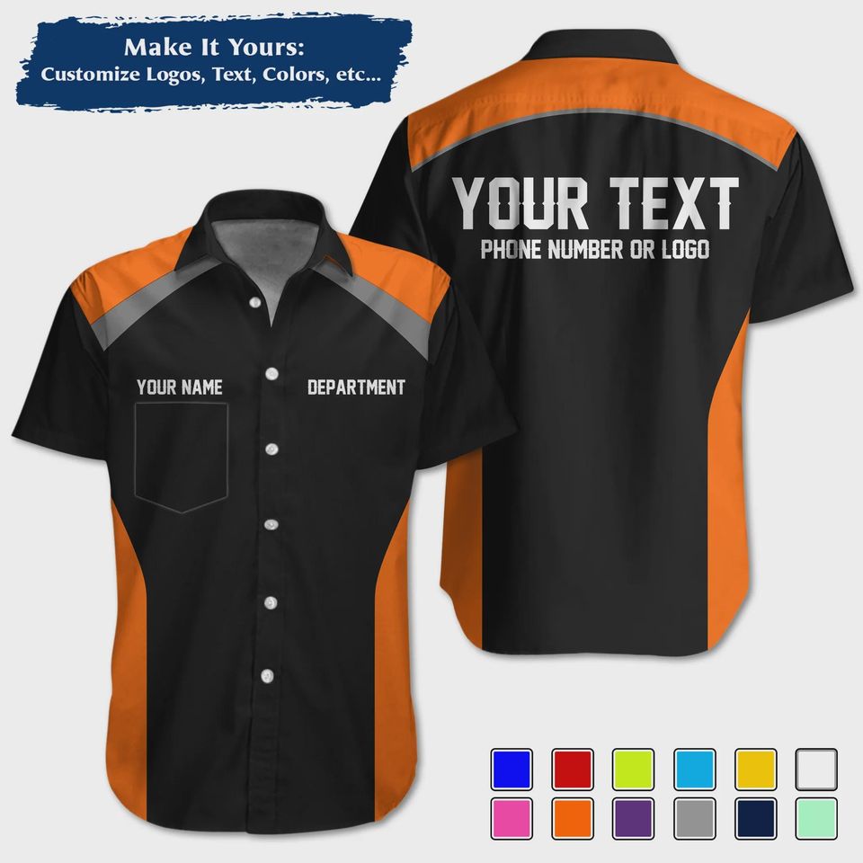 Custom Racing Shirt with Sharp Streak Graphics  Personalized Pit Crew Button-Up Uniform