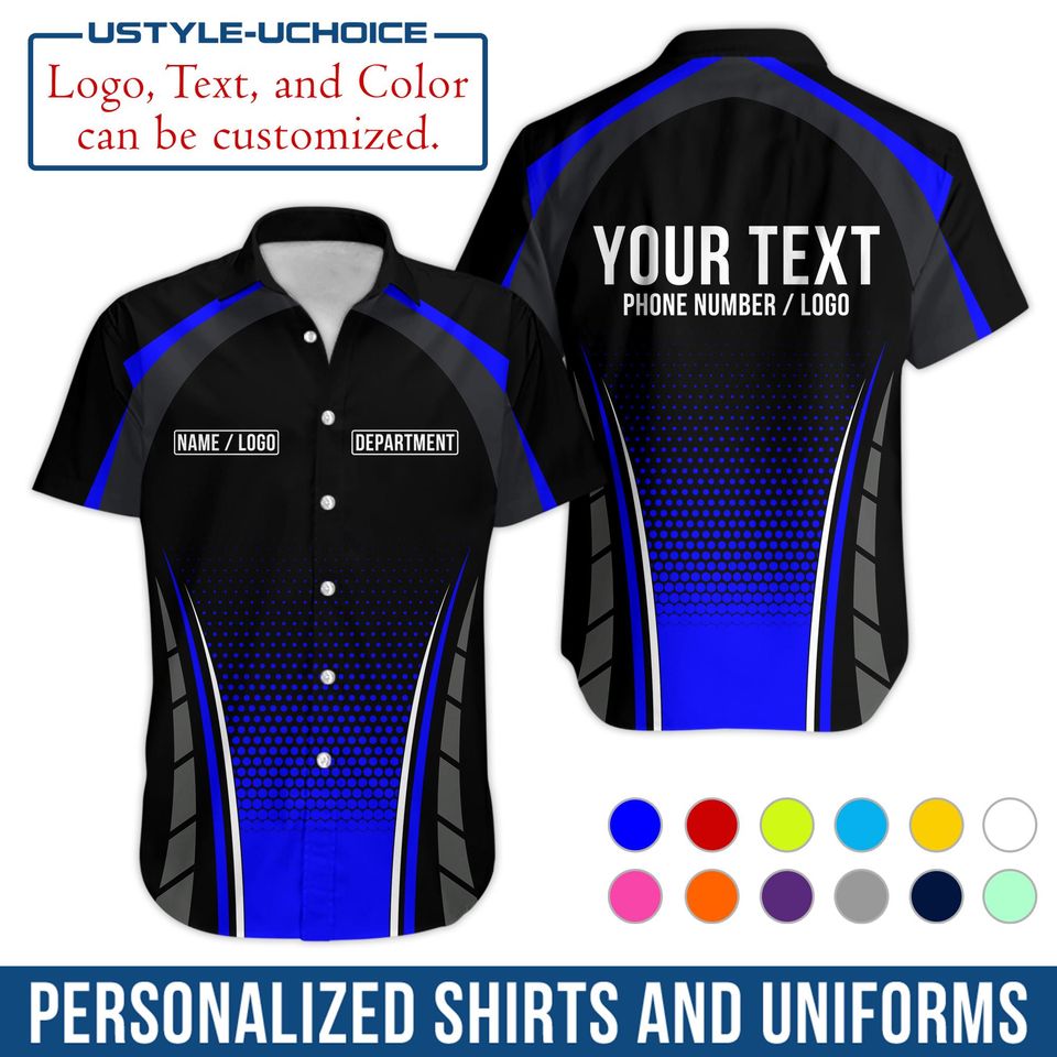 Custom Work Shirt  Personalized Uniform with Name & Department, Logo Printing, Short Sleeve Button Down