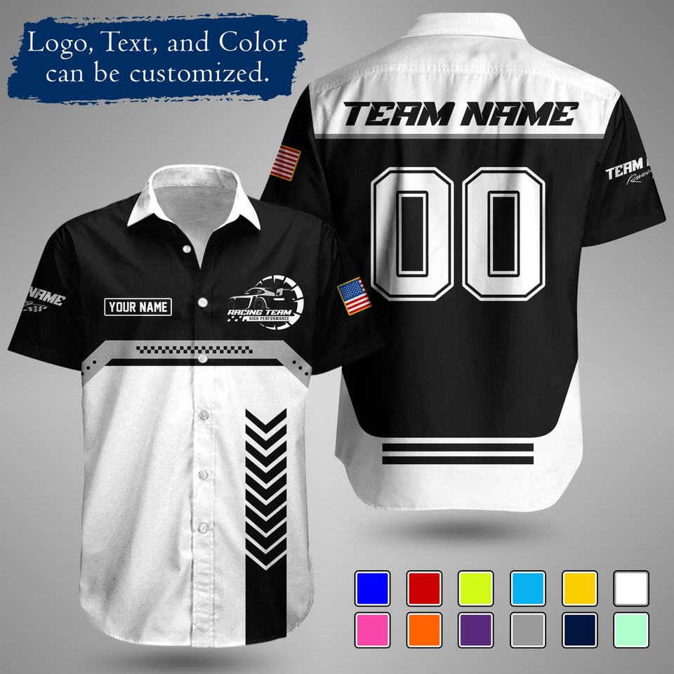 Custom Racing Shirt  Personalized Motorsport Team Apparel with Logo and Text