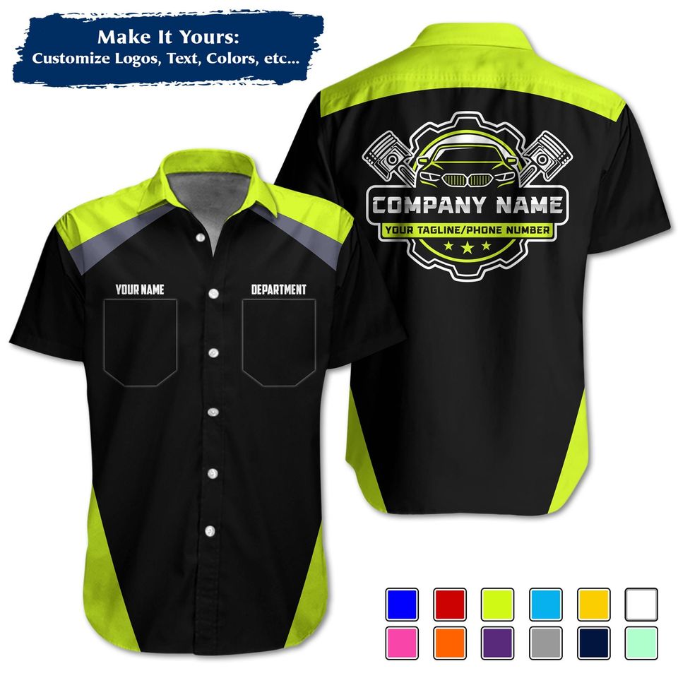 Custom Mechanic Uniform Personalized Pit Crew Button-Up Uniform