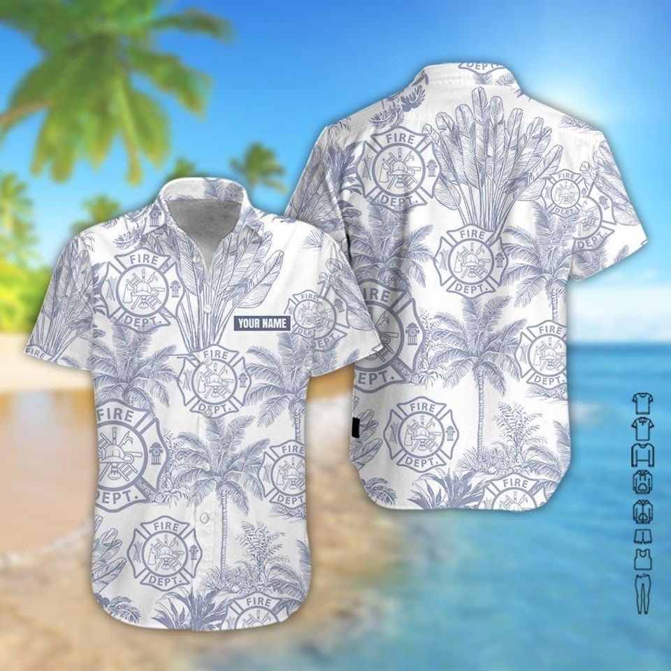 Custom Firefighter Aloha Shirt  Company Logo Uniform