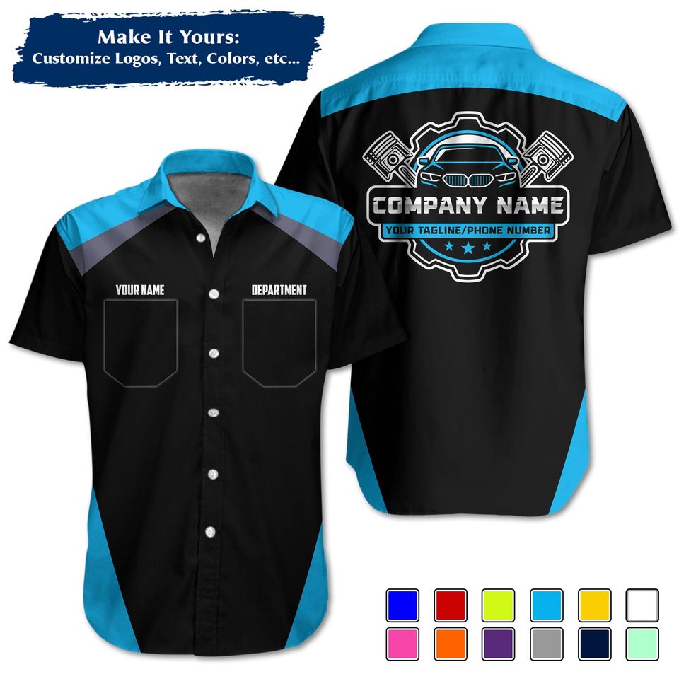 Custom Mechanic Uniform Personalized Pit Crew Button-Up Uniform