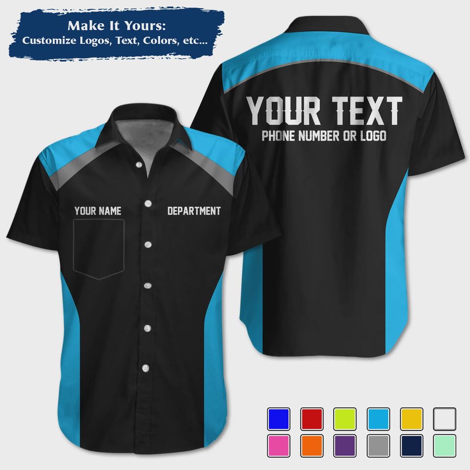 Custom Racing Shirt with Sharp Streak Graphics  Personalized Pit Crew Button-Up Uniform