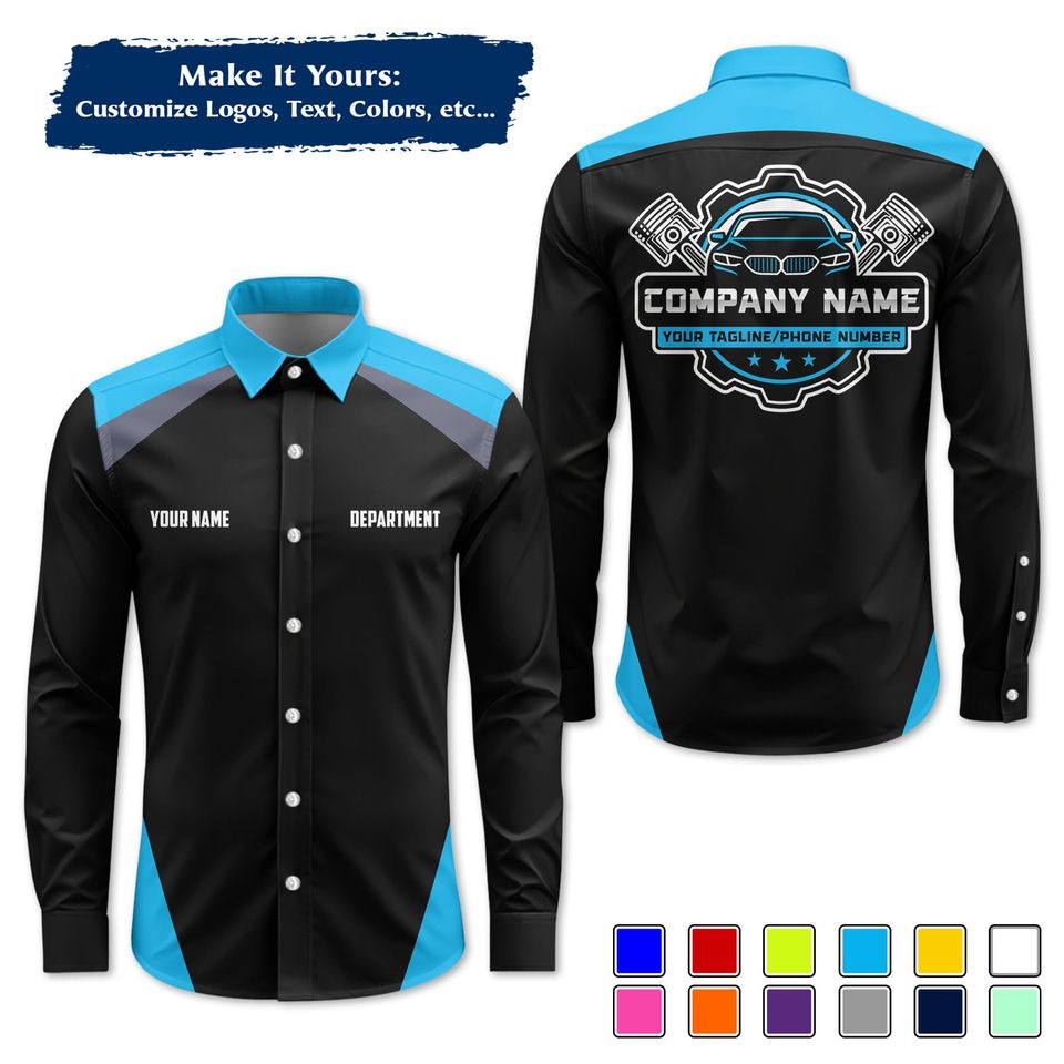 Custom Mechanic Uniform Personalized Pit Crew Button-Up Uniform