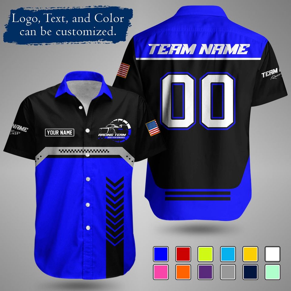 Custom Racing Shirt  Personalized Motorsport Team Apparel with Logo and Text