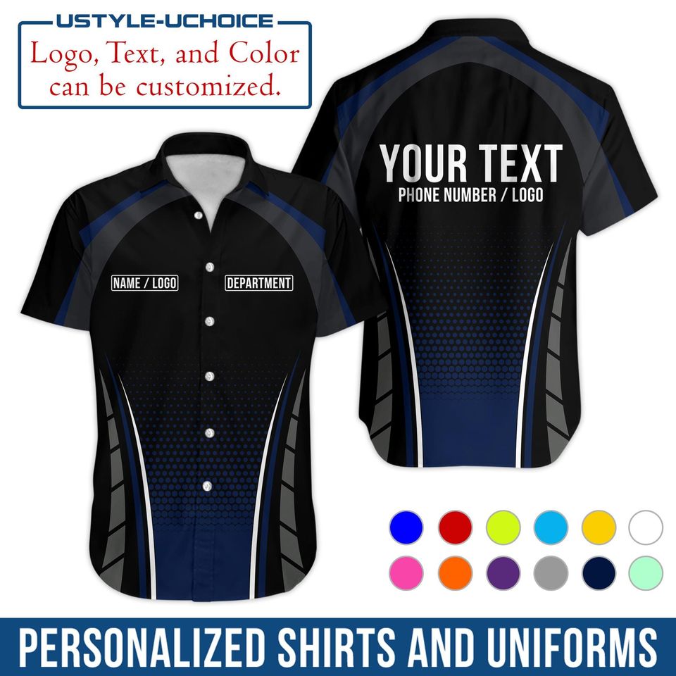 Custom Work Shirt  Personalized Uniform with Name & Department, Logo Printing, Short Sleeve Button Down