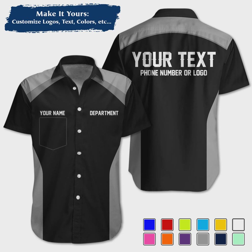 Custom Racing Shirt with Sharp Streak Graphics  Personalized Pit Crew Button-Up Uniform