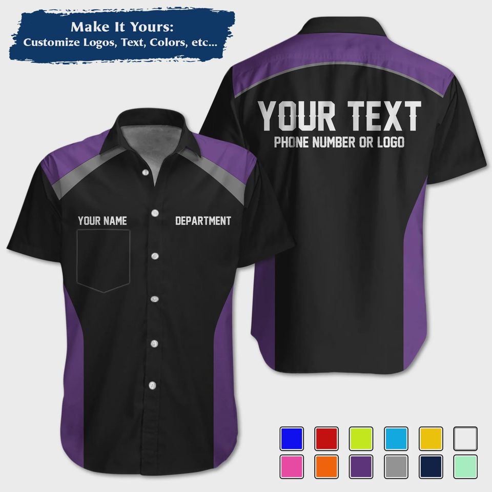 Custom Racing Shirt with Sharp Streak Graphics  Personalized Pit Crew Button-Up Uniform