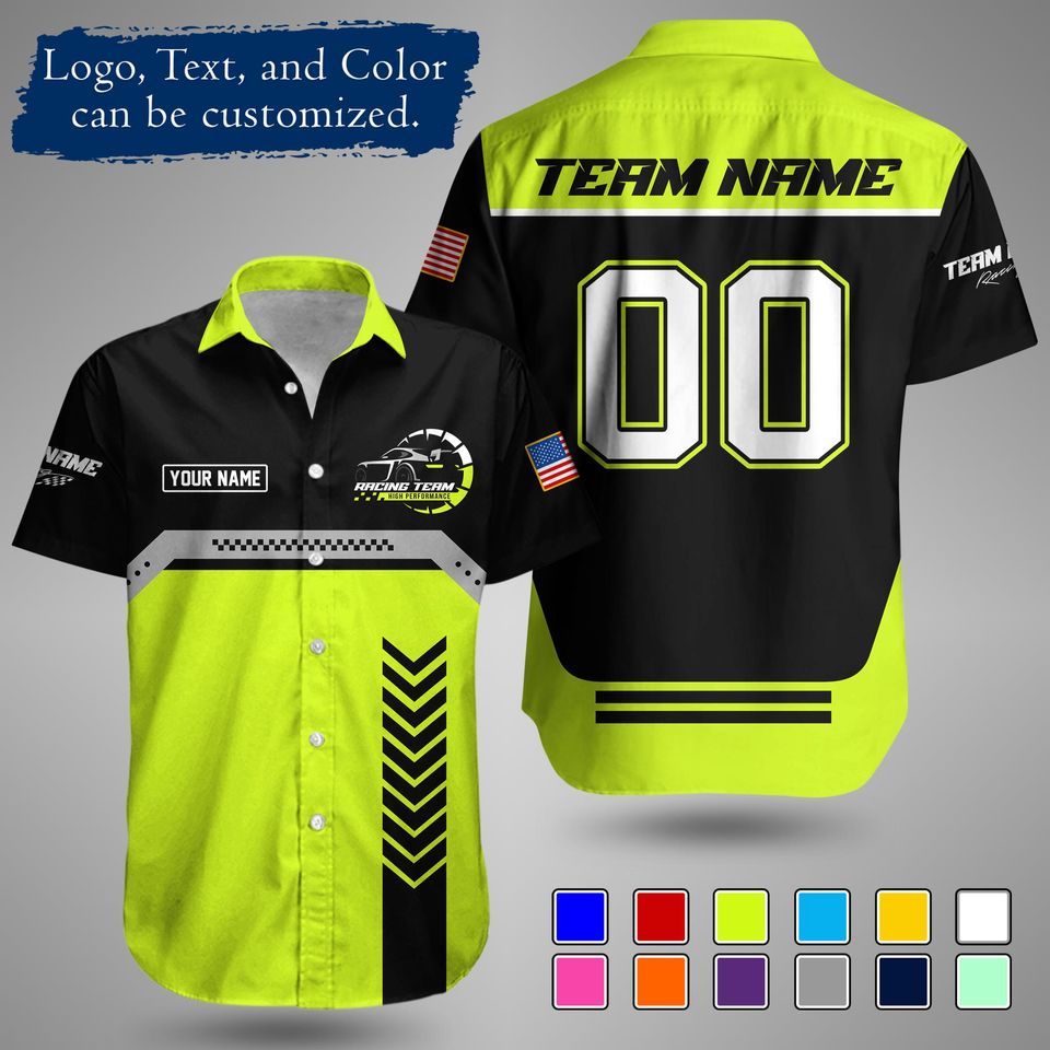 Custom Racing Shirt  Personalized Motorsport Team Apparel with Logo and Text