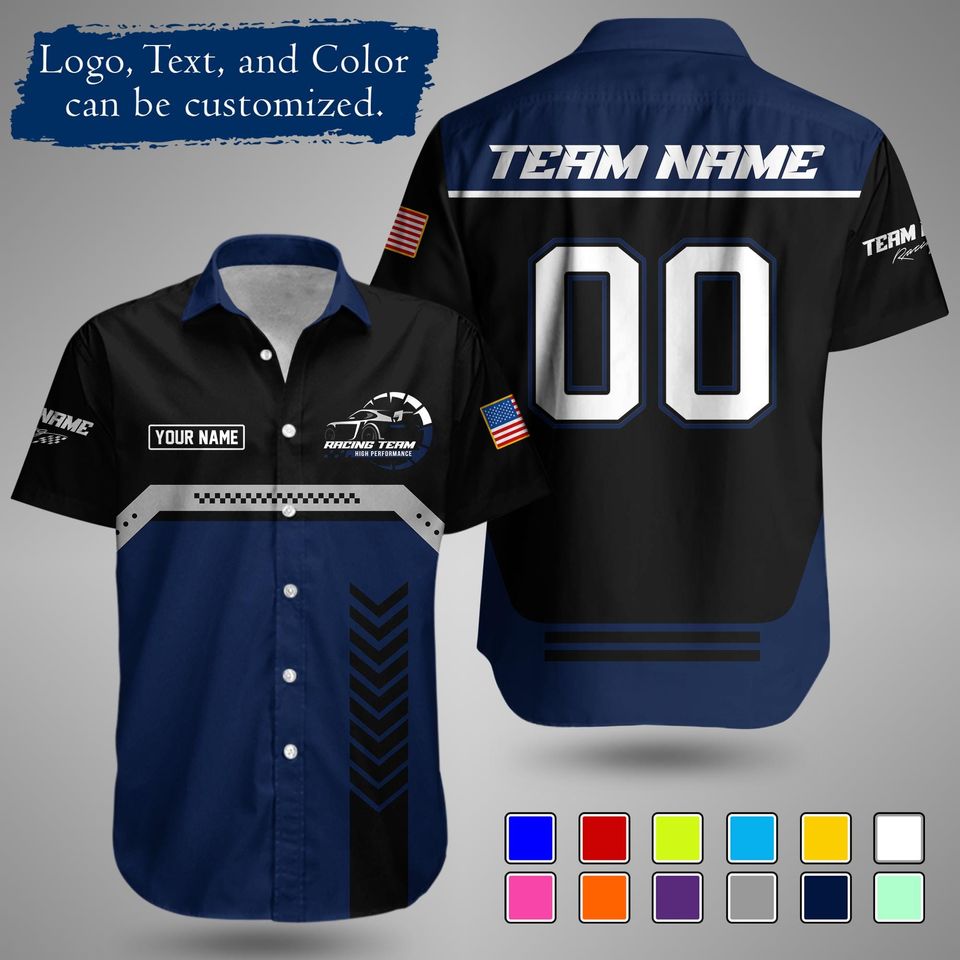 Custom Racing Shirt  Personalized Motorsport Team Apparel with Logo and Text