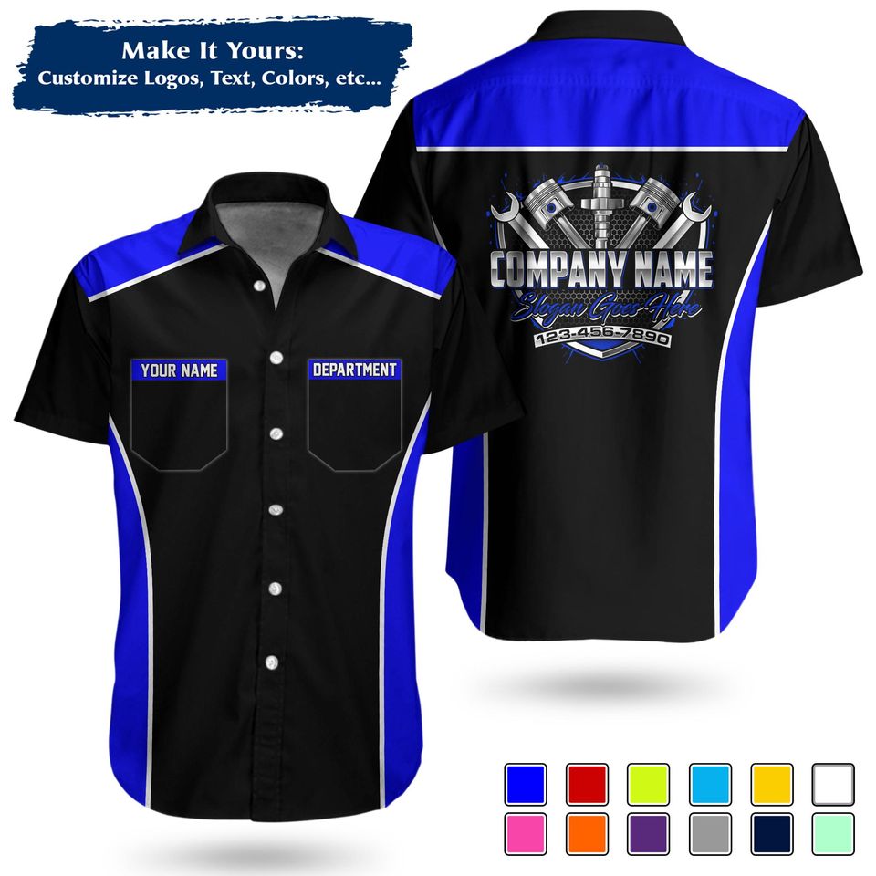 Custom Pocket  Repair WorkShirt | Personalized Name, Logo & Company Text | Crew Uniform