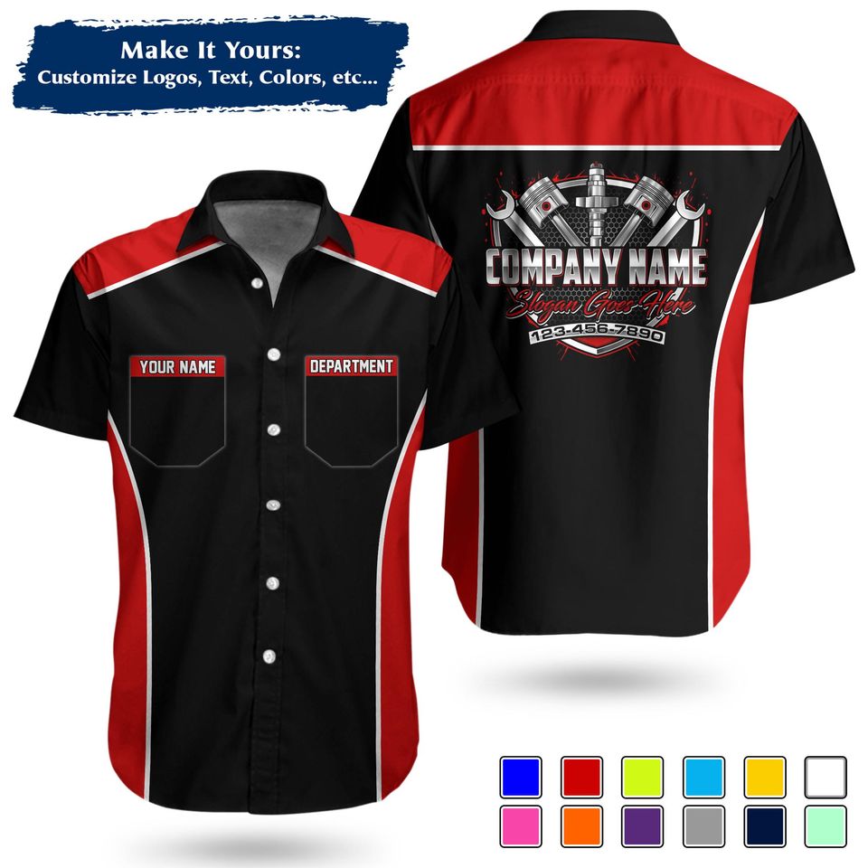 Custom Pocket  Repair WorkShirt | Personalized Name, Logo & Company Text | Crew Uniform