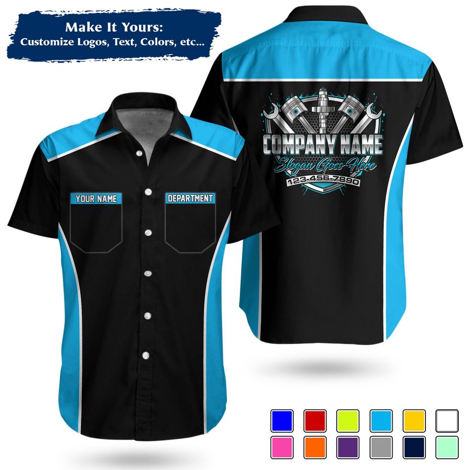 Custom Pocket  Repair WorkShirt | Personalized Name, Logo & Company Text | Crew Uniform