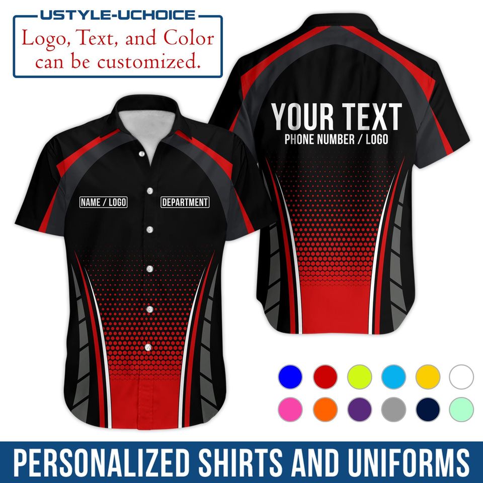 Custom Work Shirt  Personalized Uniform with Name & Department, Logo Printing, Short Sleeve Button Down