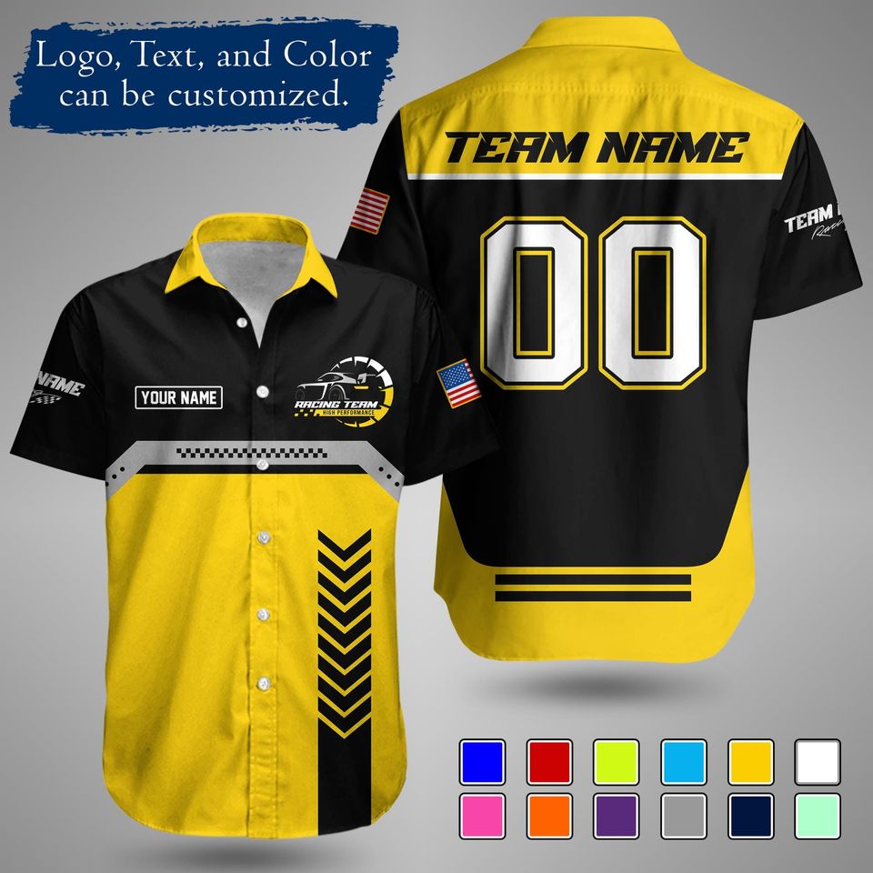 Custom Racing Shirt  Personalized Motorsport Team Apparel with Logo and Text