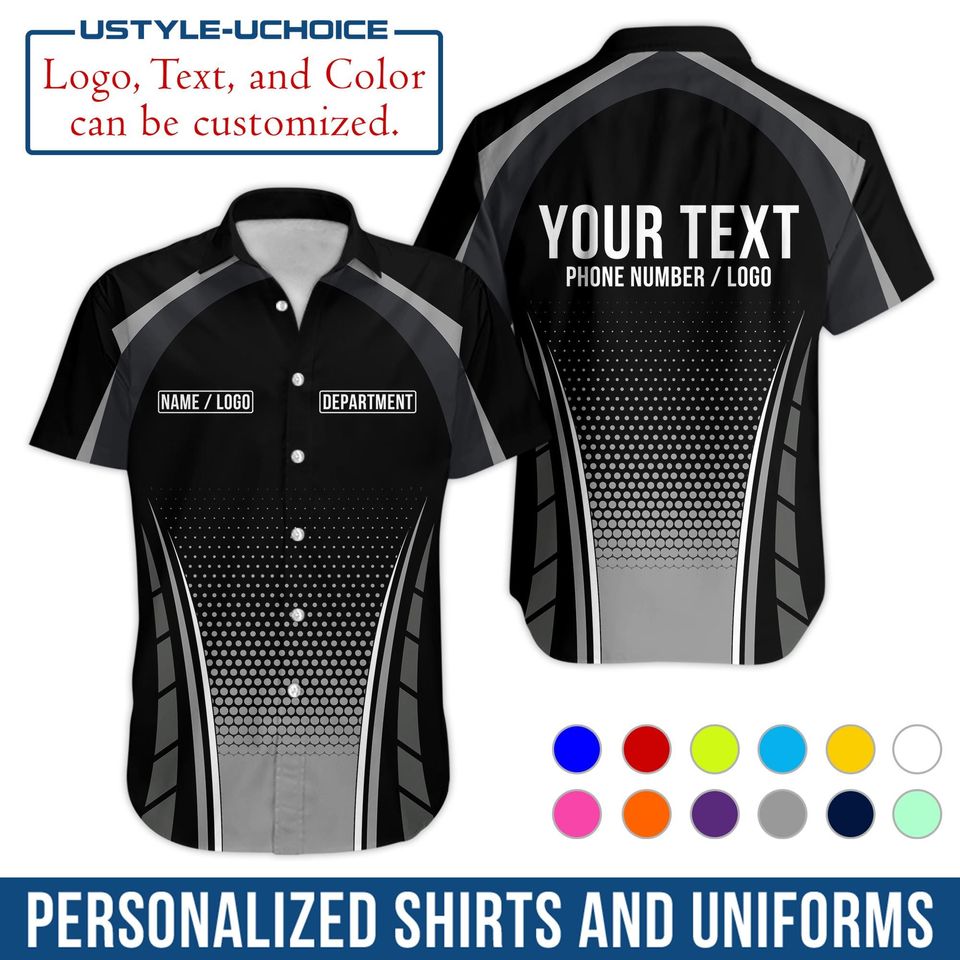 Custom Work Shirt  Personalized Uniform with Name & Department, Logo Printing, Short Sleeve Button Down