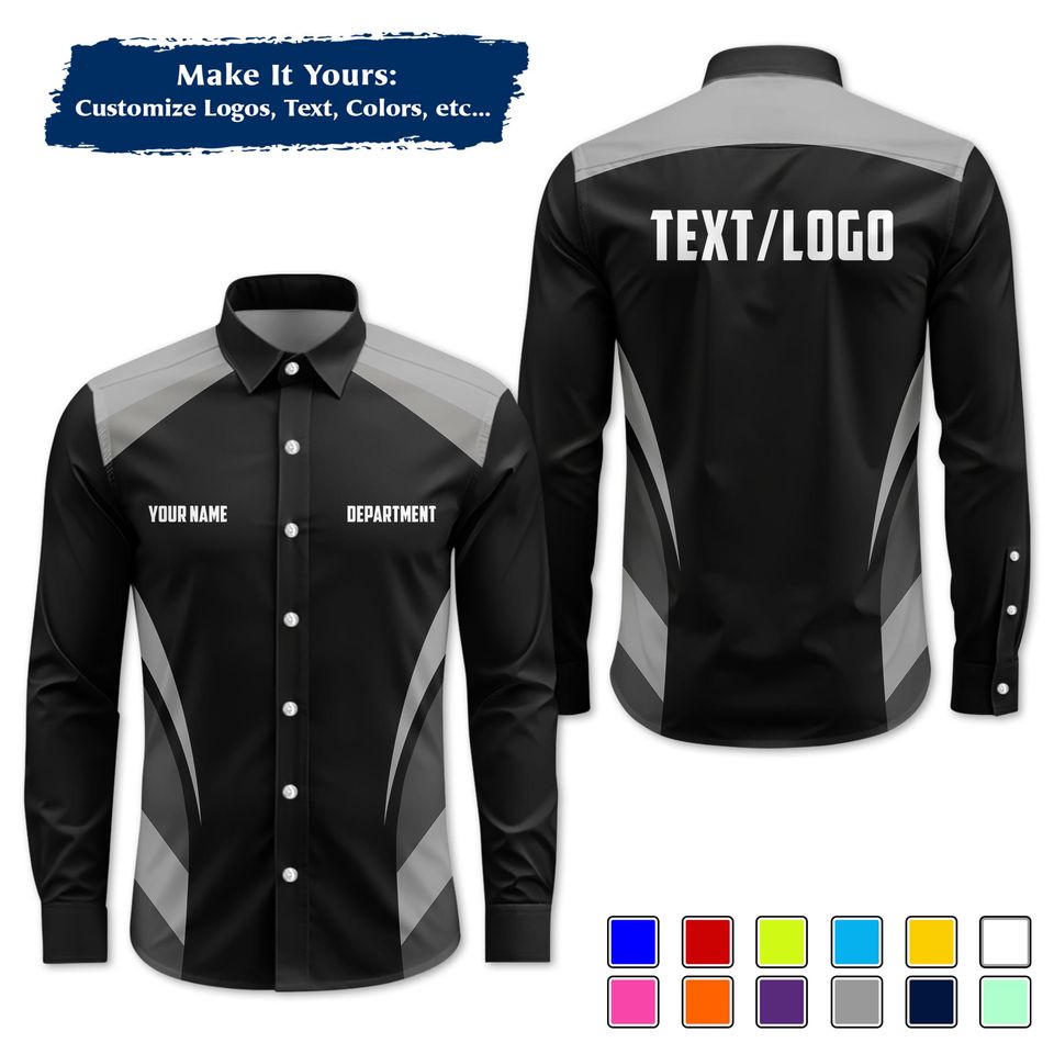 Custom Mechanic Work Shirt | Personalized Logo, Name & Color Options